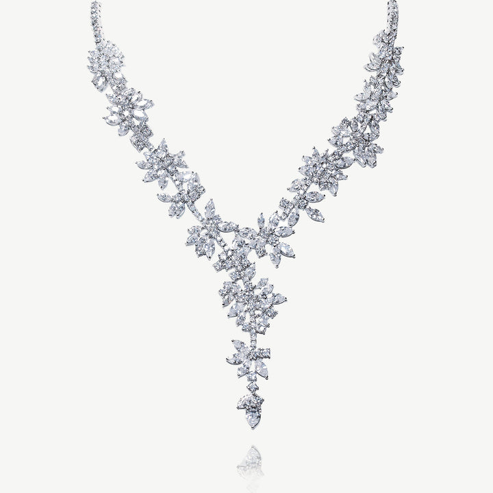Collier de mariée Nuit Étoilée zircons marquise rhodium