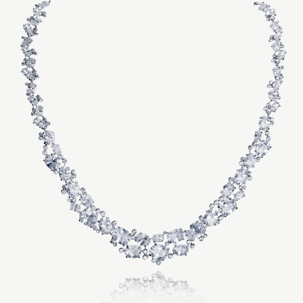 Collier de mariée Peninsula grappe de zircons rhodium