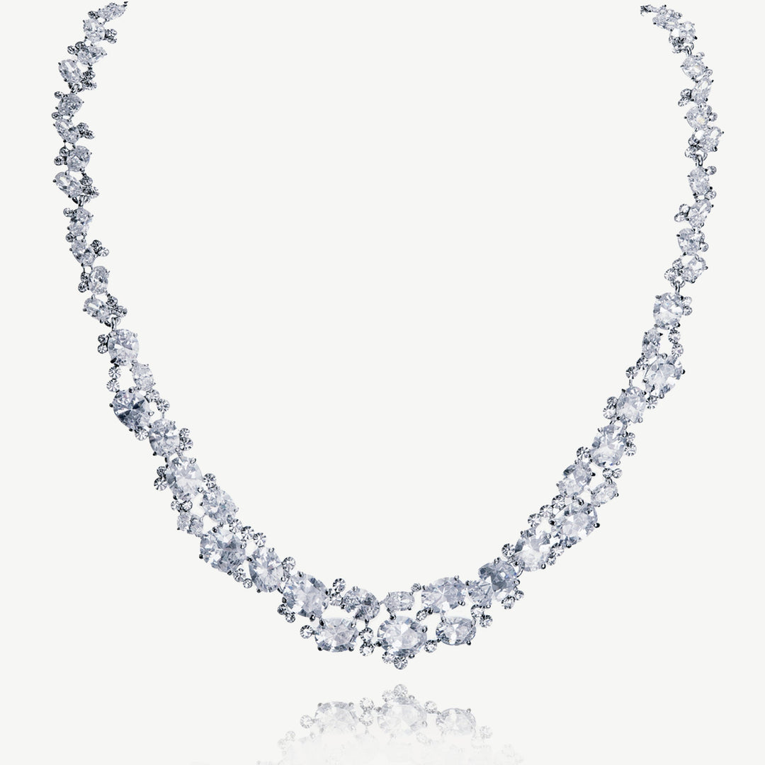 Collier de mariée Peninsula grappe de zircons rhodium