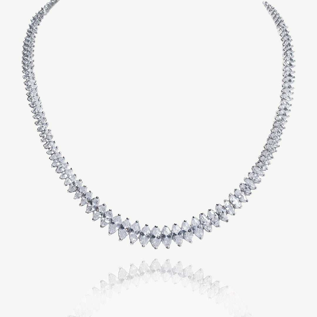 Collier de mariée True Love zircons marquise rhodium