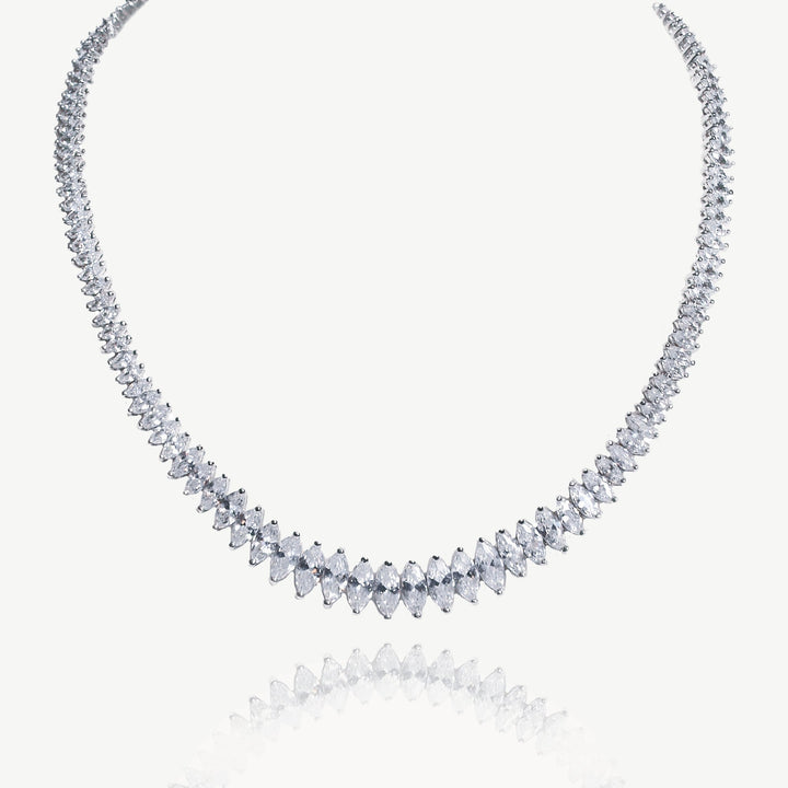 Collier de mariée True Love zircons marquise rhodium