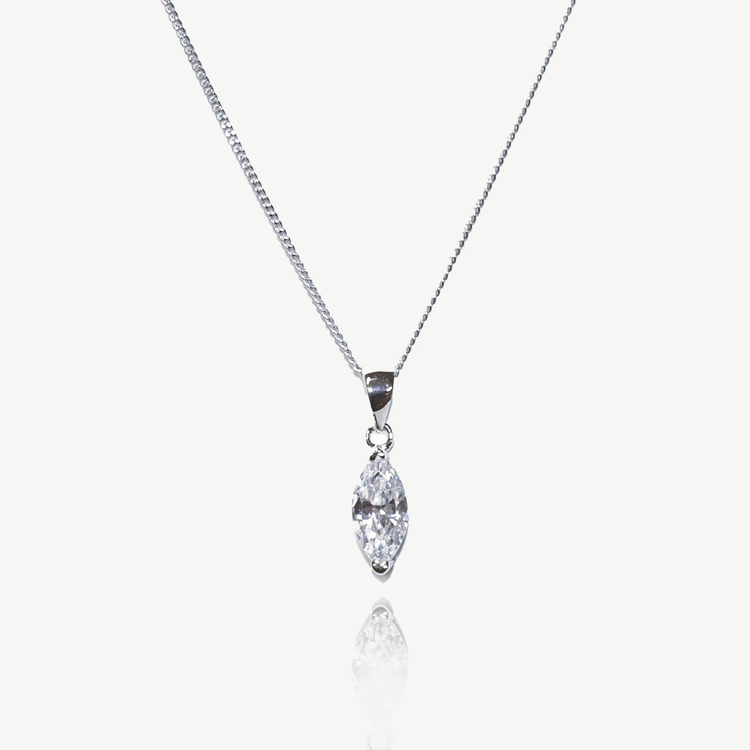 Pendentif de mariée True Love zircon marquise rhodium