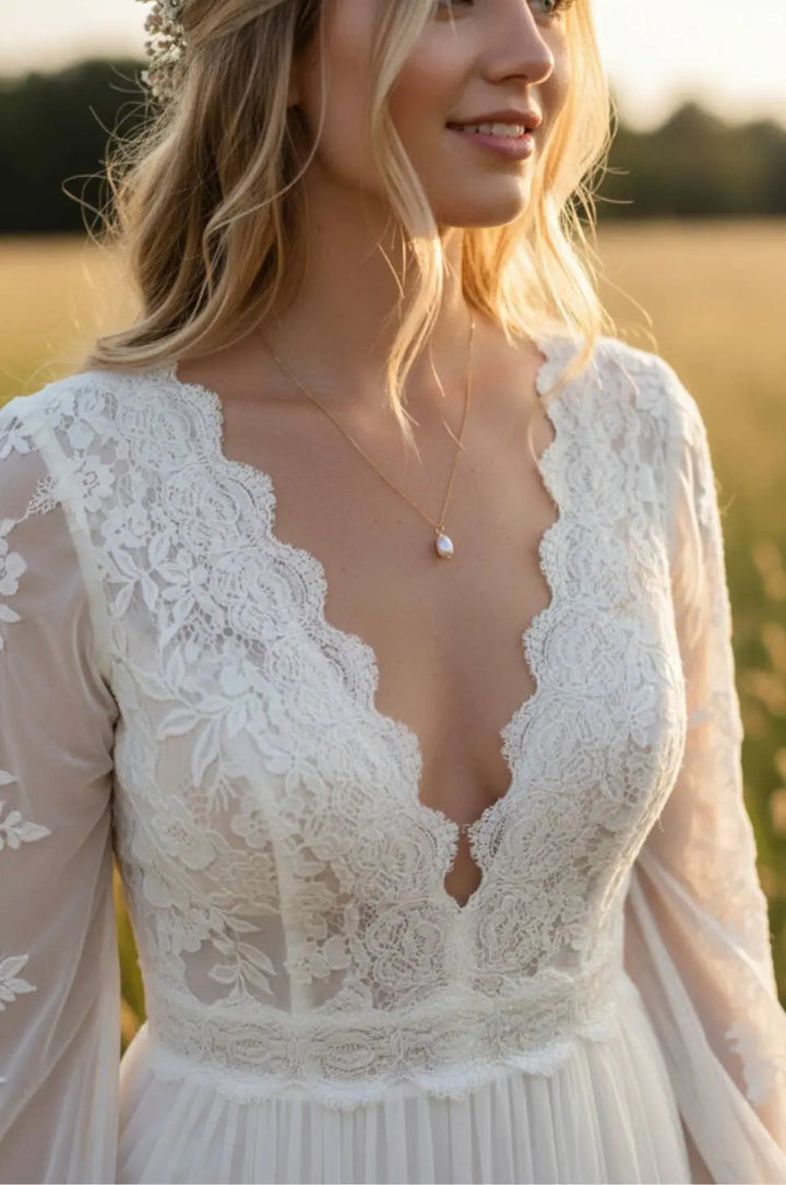 Collier perle de culture, collier perle pendante.: Or L'atelier du 6