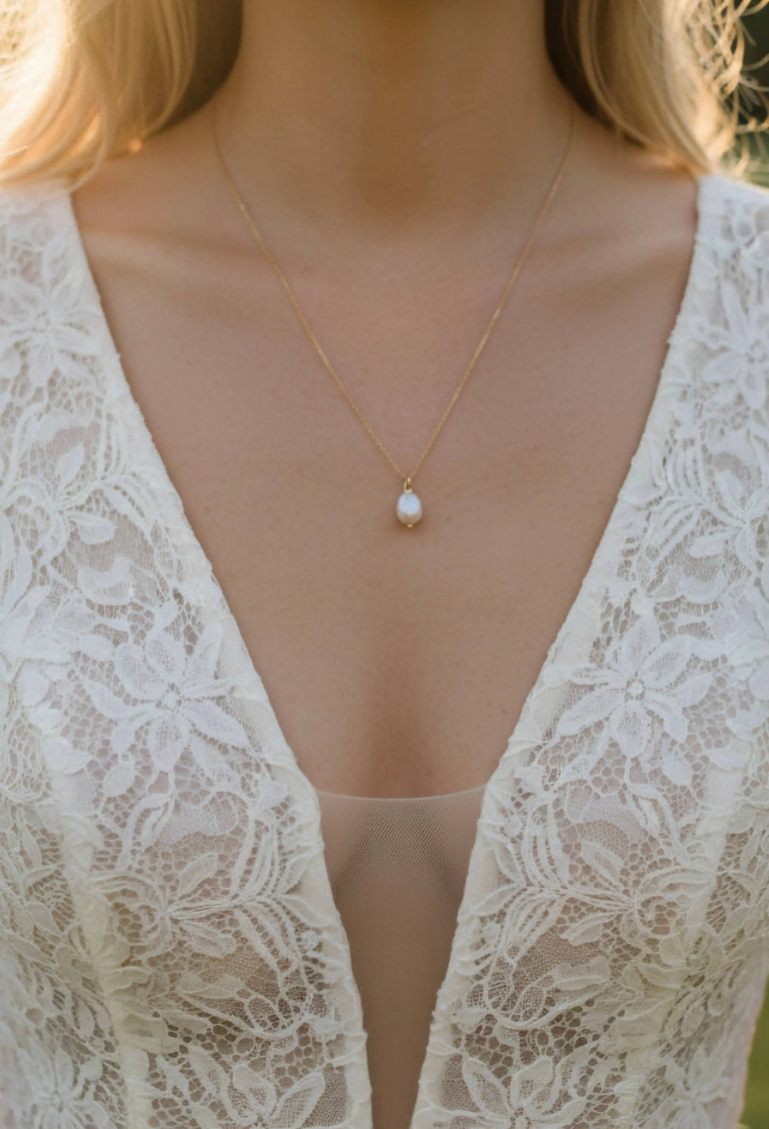 Collier perle de culture, collier perle pendante.: Or L'atelier du 6