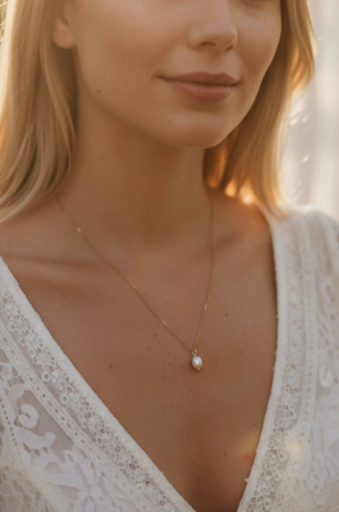 Collier perle de culture, collier perle pendante.: Or L'atelier du 6