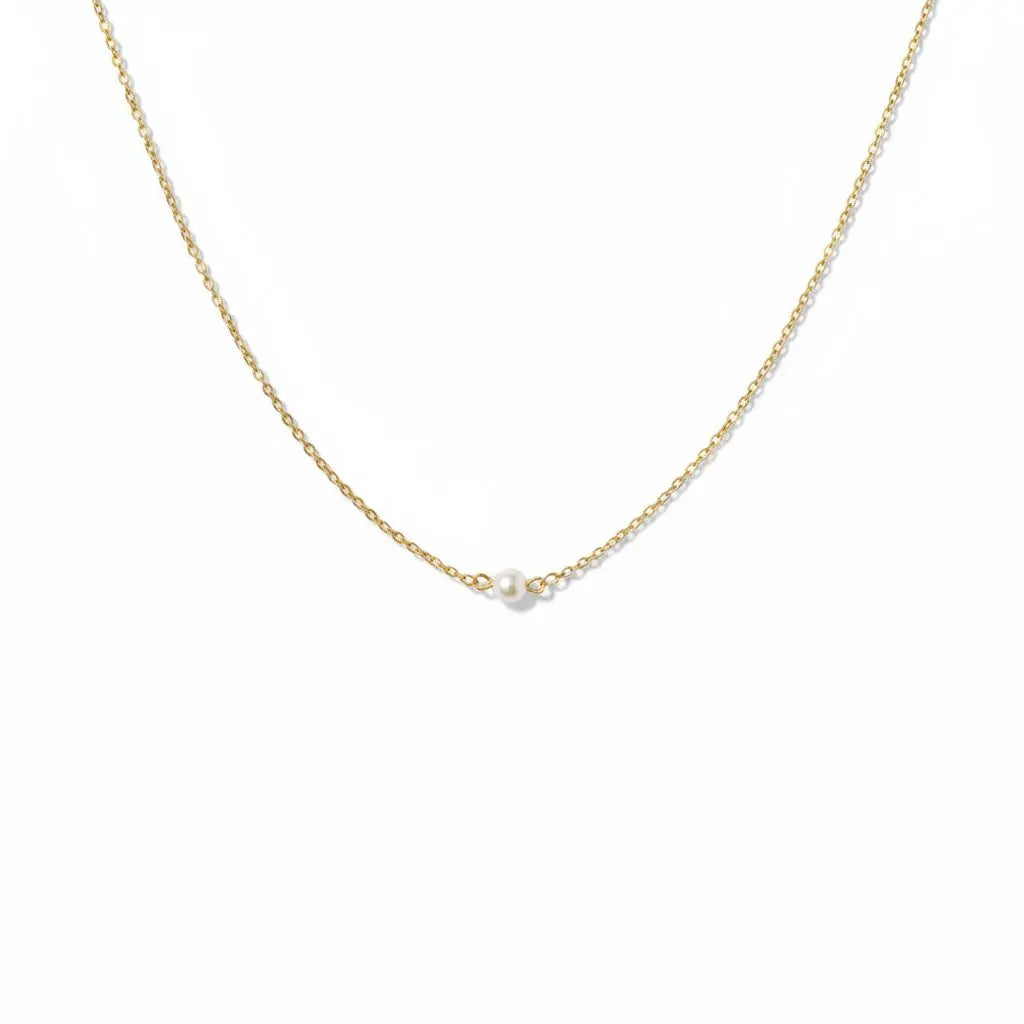 Collier perle nacrée blanche solitaire- bijou de mariage.: Doré L'atelier du 6