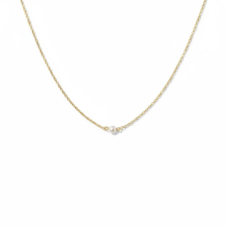Collier perle nacrée blanche solitaire- bijou de mariage.: Doré L'atelier du 6
