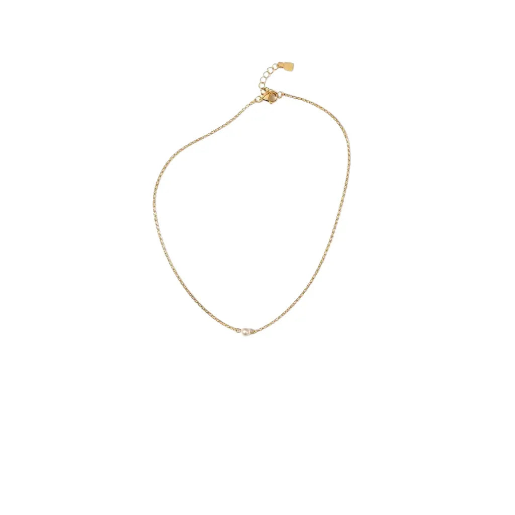 Collier perle nacrée blanche solitaire- bijou de mariage.: Doré L'atelier du 6