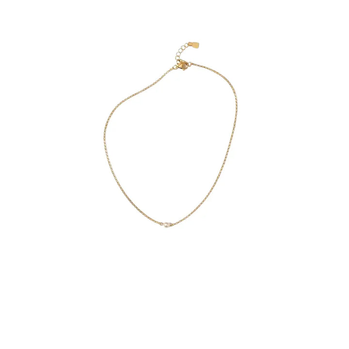 Collier perle nacrée blanche solitaire- bijou de mariage.: Doré L'atelier du 6