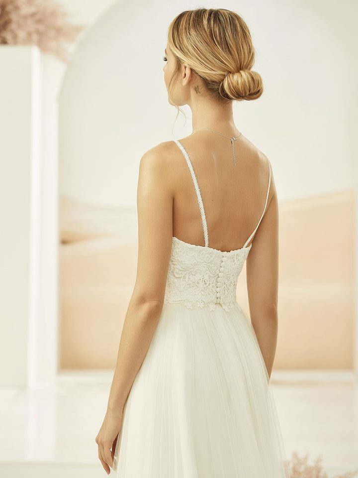 Corset de mariée E319 dentelle ivoire vue de dos Bianco Evento