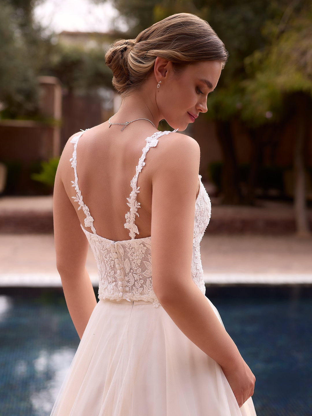 Corset de mariée E508 ivoire, dos fermé par des boutons