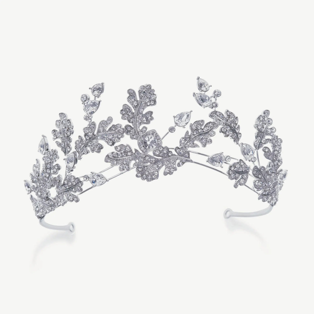 DIADÈME VALKYRIE – FEUILLES DE CHÊNE ET CRISTAUX AUTRICHIENS Ivory and co