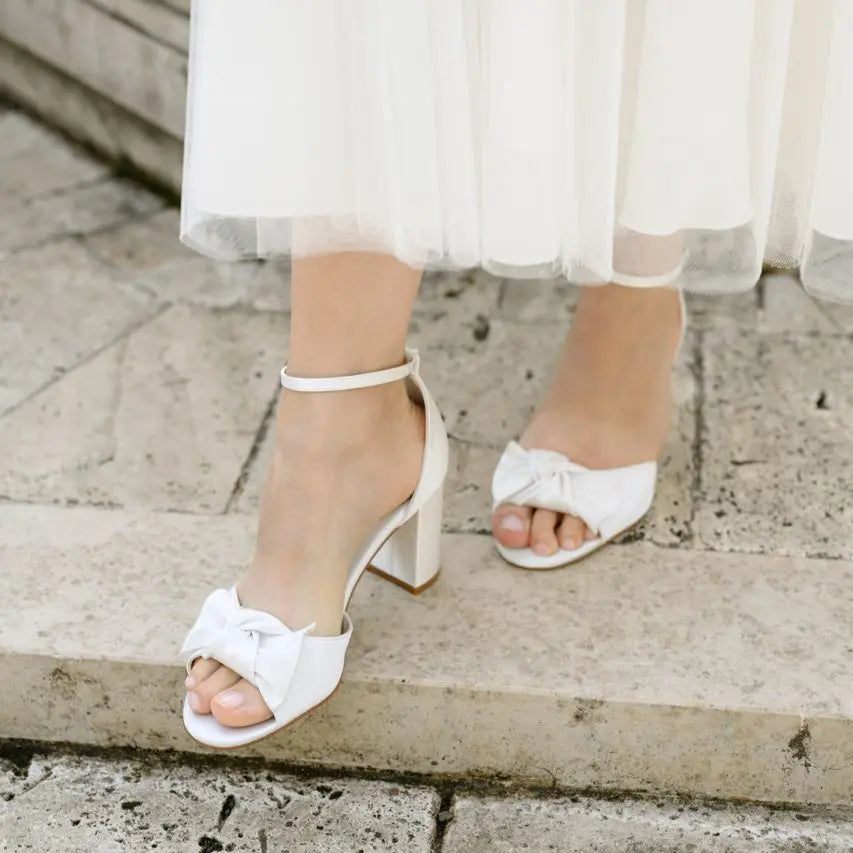 DIANE – SANDALES DE MARIÉE AVEC NOEUD EN SATIN BLANC IVOIRE G.Westerleigh