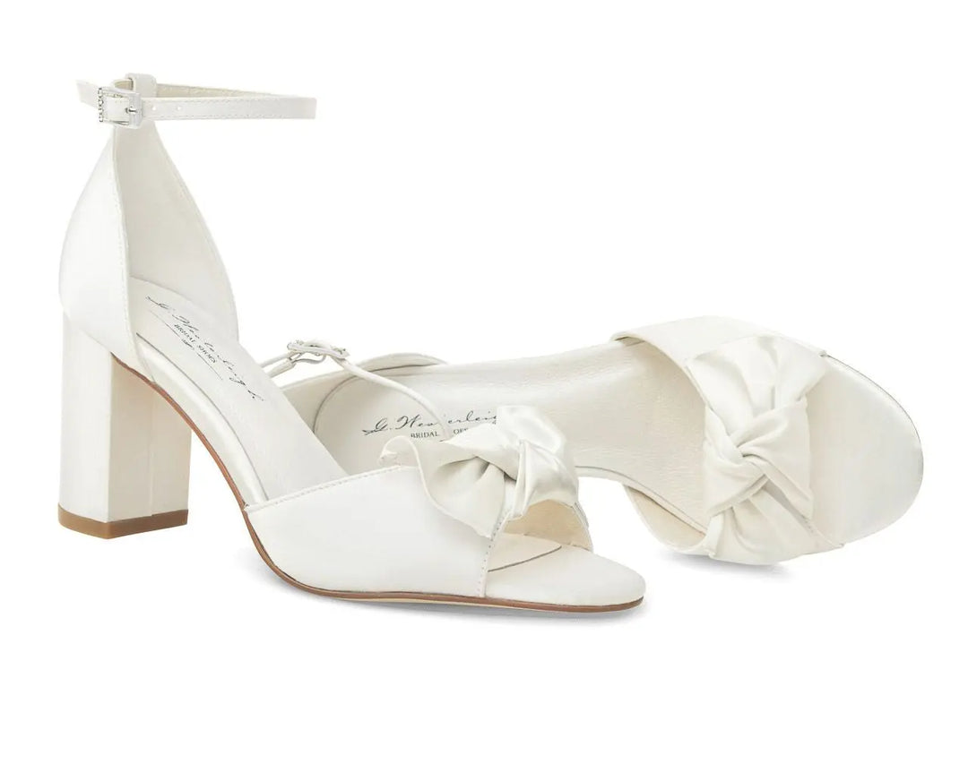 DIANE – SANDALES DE MARIÉE AVEC NOEUD EN SATIN BLANC IVOIRE G.Westerleigh