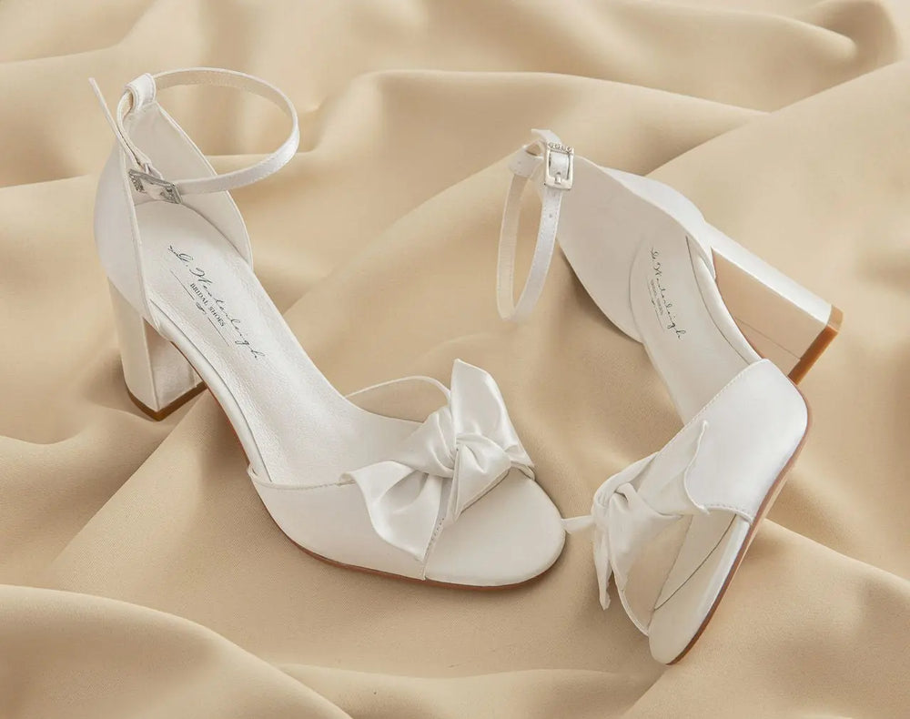 DIANE – SANDALES DE MARIÉE AVEC NOEUD EN SATIN BLANC IVOIRE G.Westerleigh