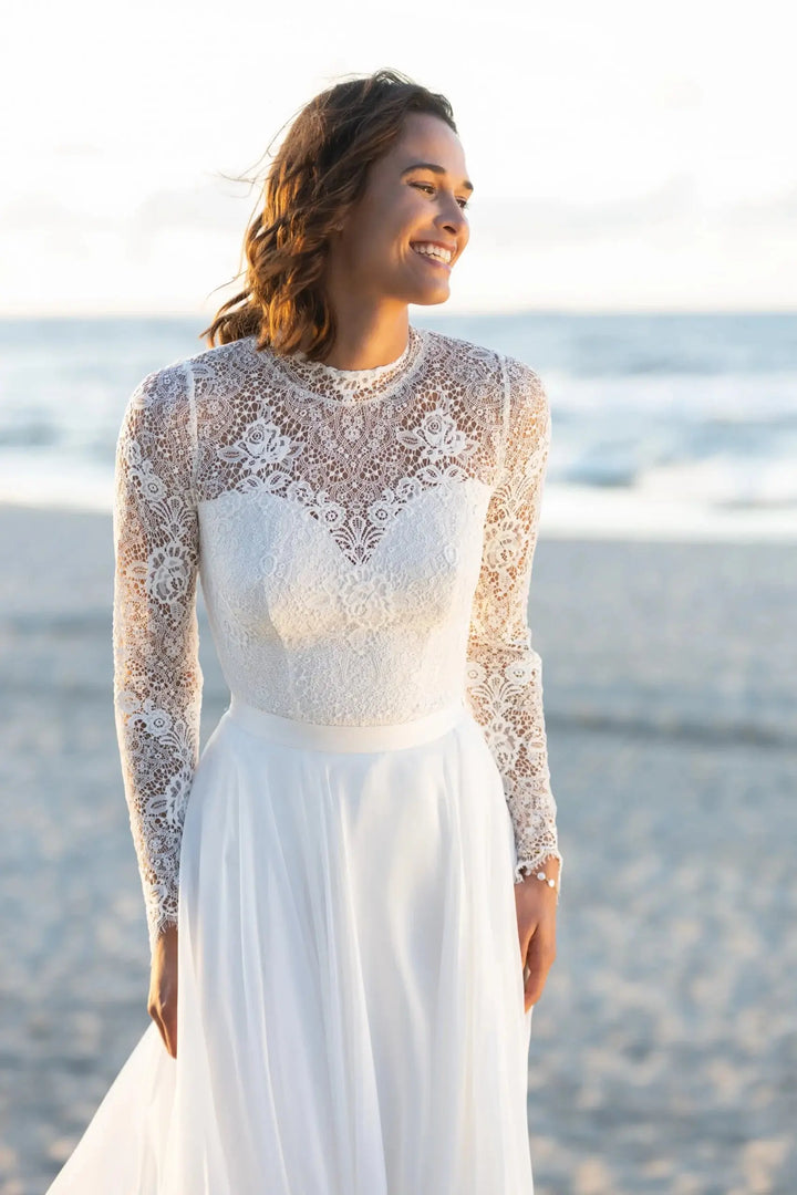 ELENA – BODY MARIÉE DENTELLE FRANÇAISE  – BD40 Novias