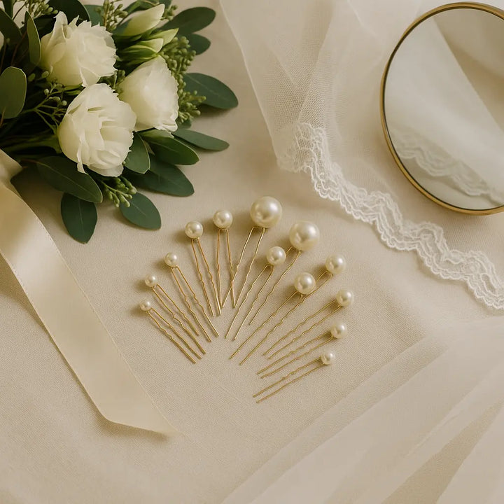ENSEMBLE DE 18 ÉPINGLES À CHEVEUX PERLES IVOIRE – FINITION DORÉE 9769 Athena Bridal Jewellery