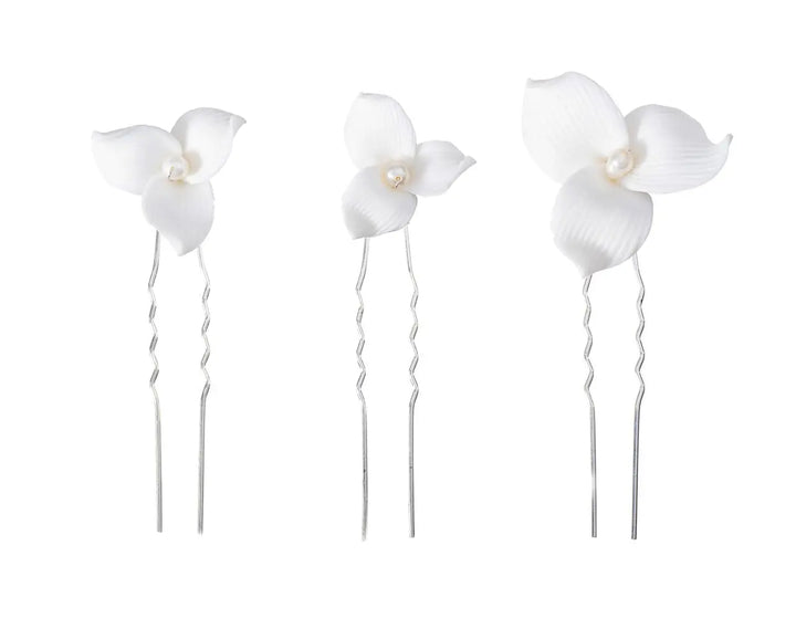 ÉPINGLE À CHEVEUX DE MARIÉE HP0426 – FLEURS EN CÉRAMIQUE & PERLES G.Westerleigh