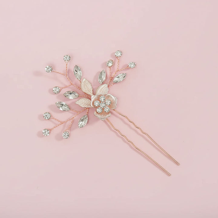 ÉPINGLE EPINGLE CHEVEUX MARIEE OR ROSE CRISTAUX — J4794 G.Westerleigh