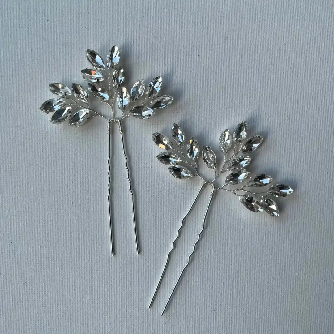 ÉPINGLES À CHEVEUX ESTHER – CRISTAL DE ROCHE, VINTAGE (LOT DE 2) SallyJaneBridal