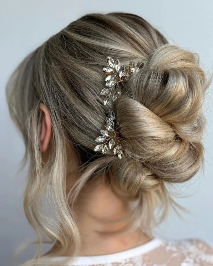 ÉPINGLES À CHEVEUX ESTHER – CRISTAL DE ROCHE, VINTAGE (LOT DE 2) SallyJaneBridal