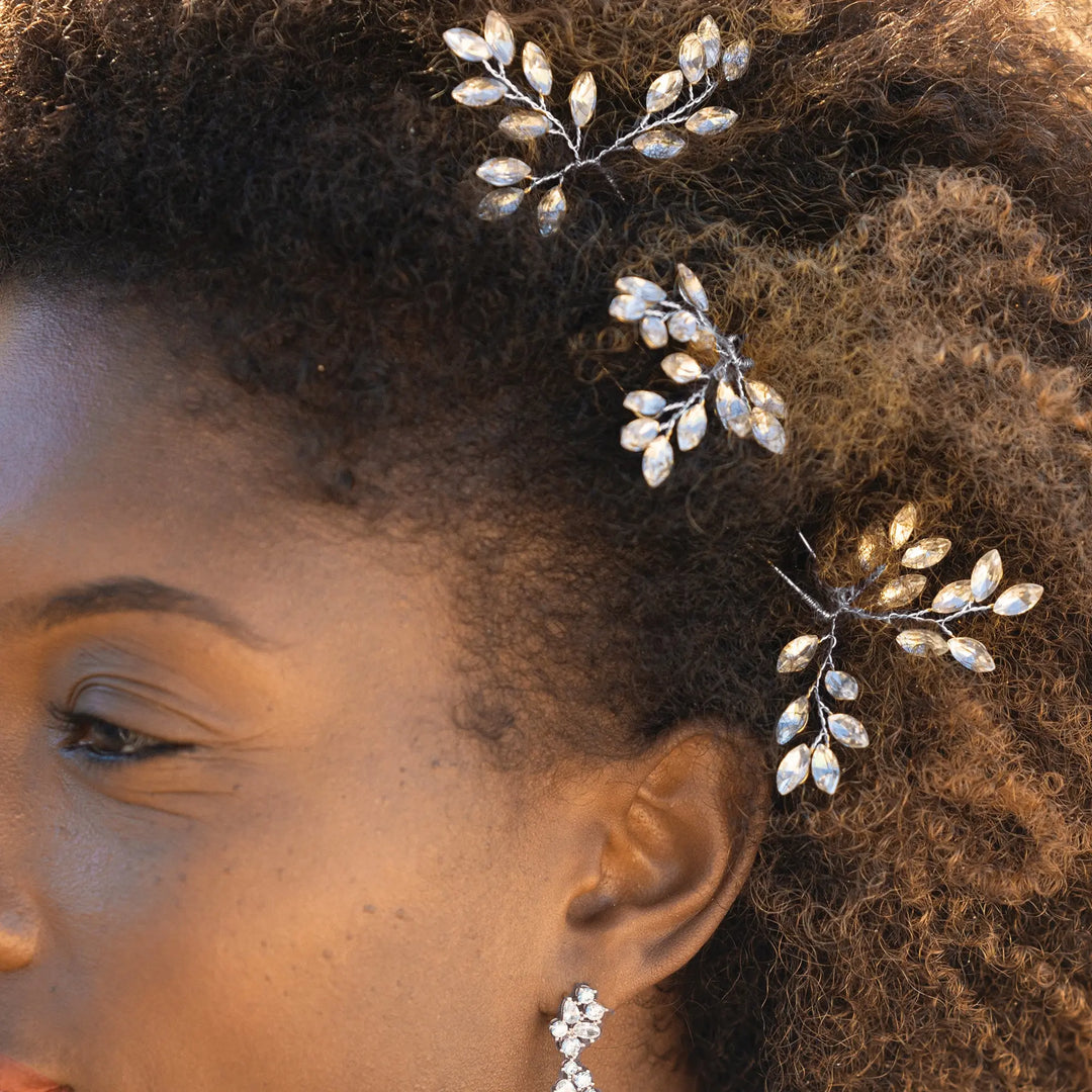 ÉPINGLES DE CHEVEUX MARIAGE CRISTAUX – SET DE 3 | MOONSPRAY IVORY AND CO