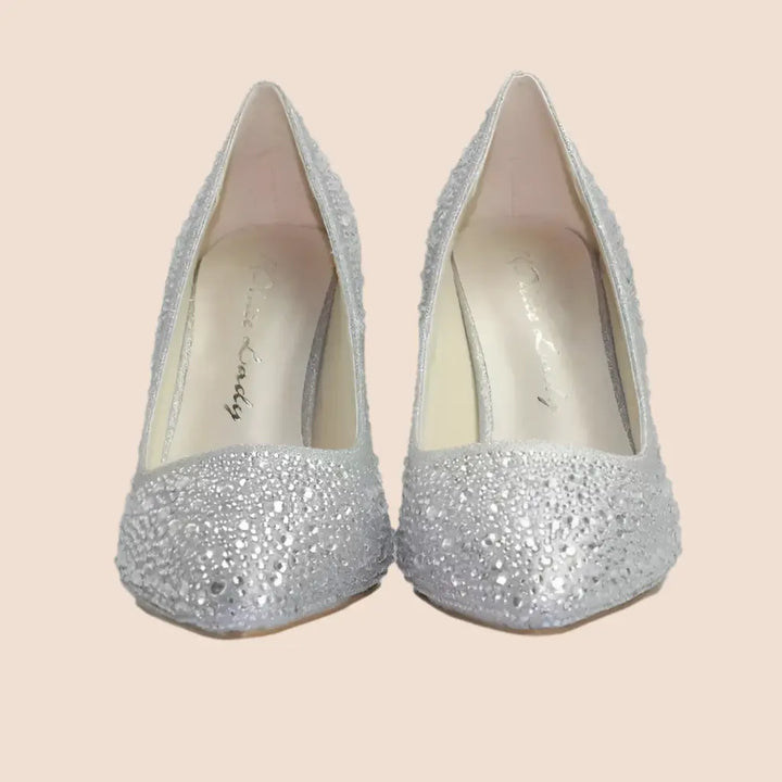 ESCARPINS ARGENT STRASS MONACO WHITE LADY