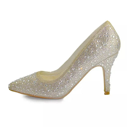 ESCARPINS DORÉS STRASS MONACO WHITE LADY