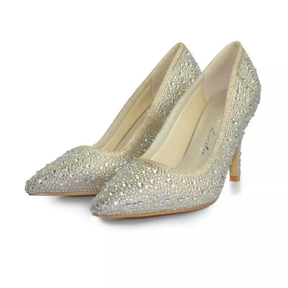 ESCARPINS DORÉS STRASS MONACO WHITE LADY