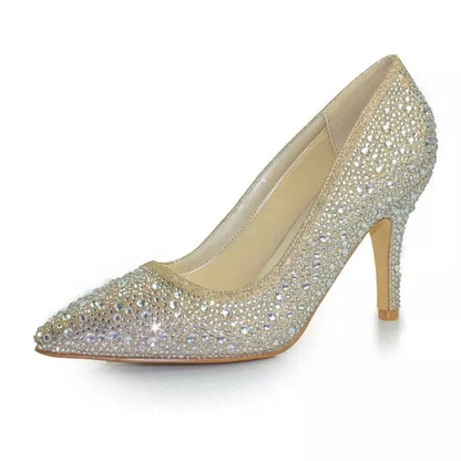 ESCARPINS DORÉS STRASS MONACO WHITE LADY