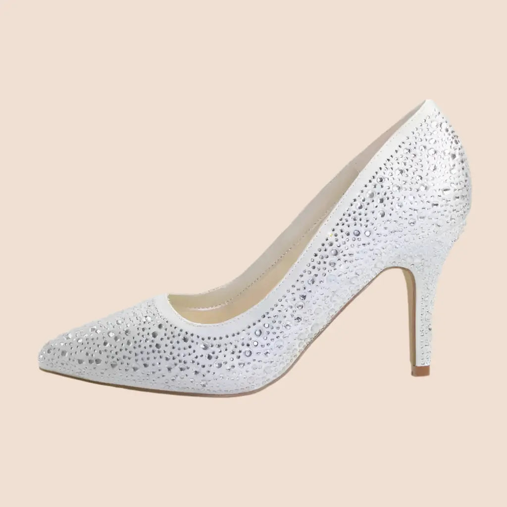 ESCARPINS IVOIRE STRASS MONACO WHITE LADY