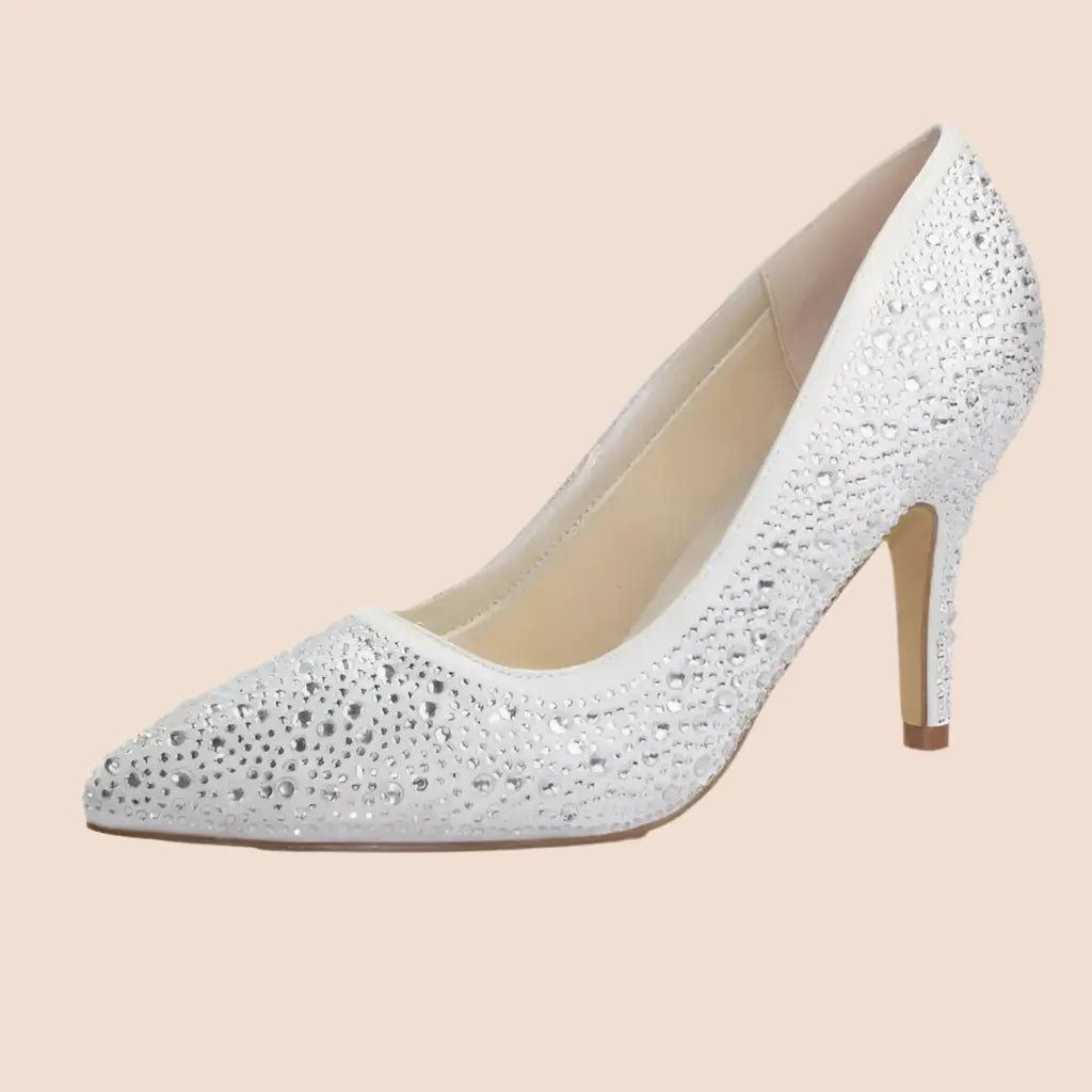 ESCARPINS IVOIRE STRASS MONACO WHITE LADY