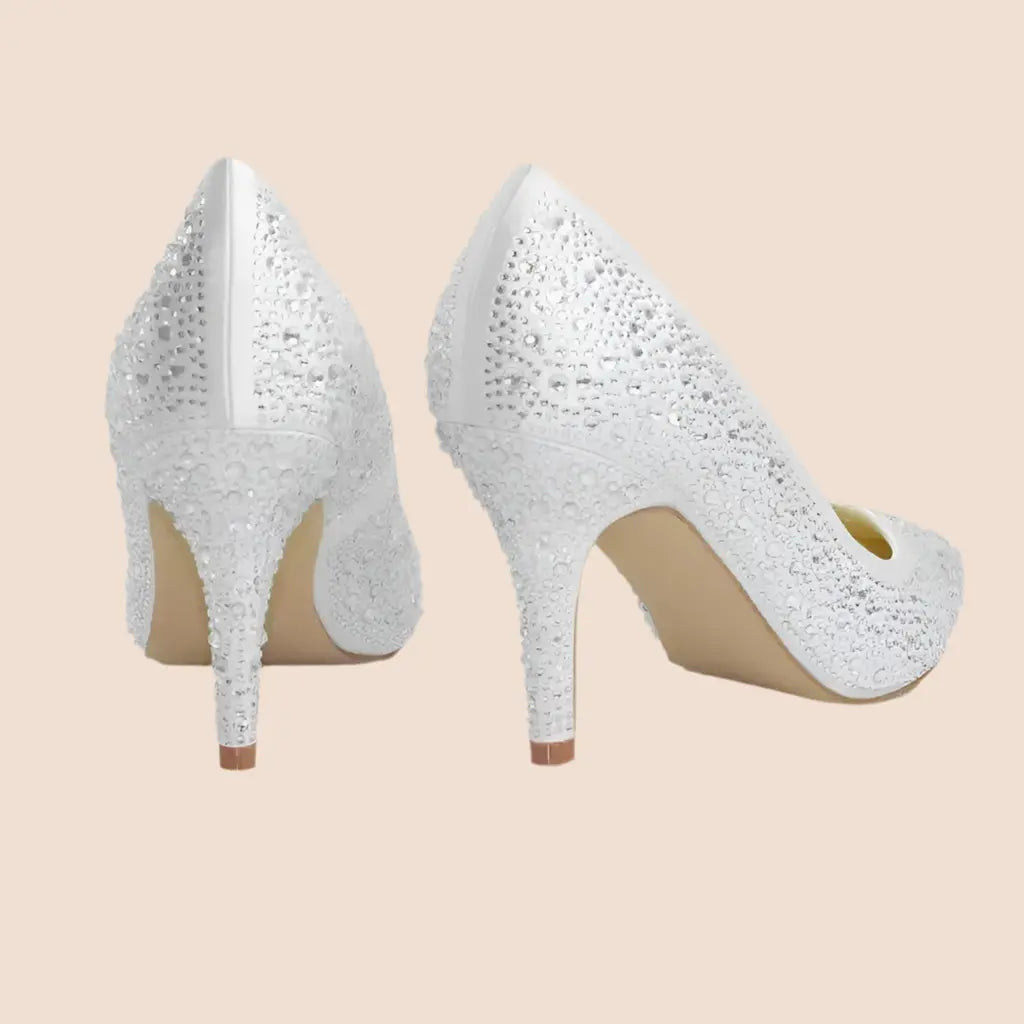 ESCARPINS IVOIRE STRASS MONACO WHITE LADY