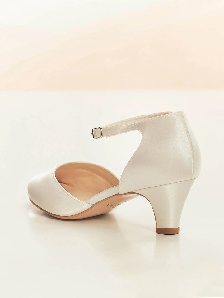 ESCARPINS MARIAGE AVEC BRIDE EN SATIN IVOIRE STAR  GINA AVALIA