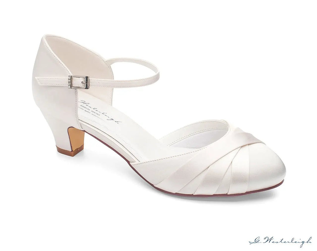 ESCARPINS MARIÉE EN SATIN IVOIRE AVEC TALON CONFORTABLE 5 CM - BLANCA G.Westerleigh