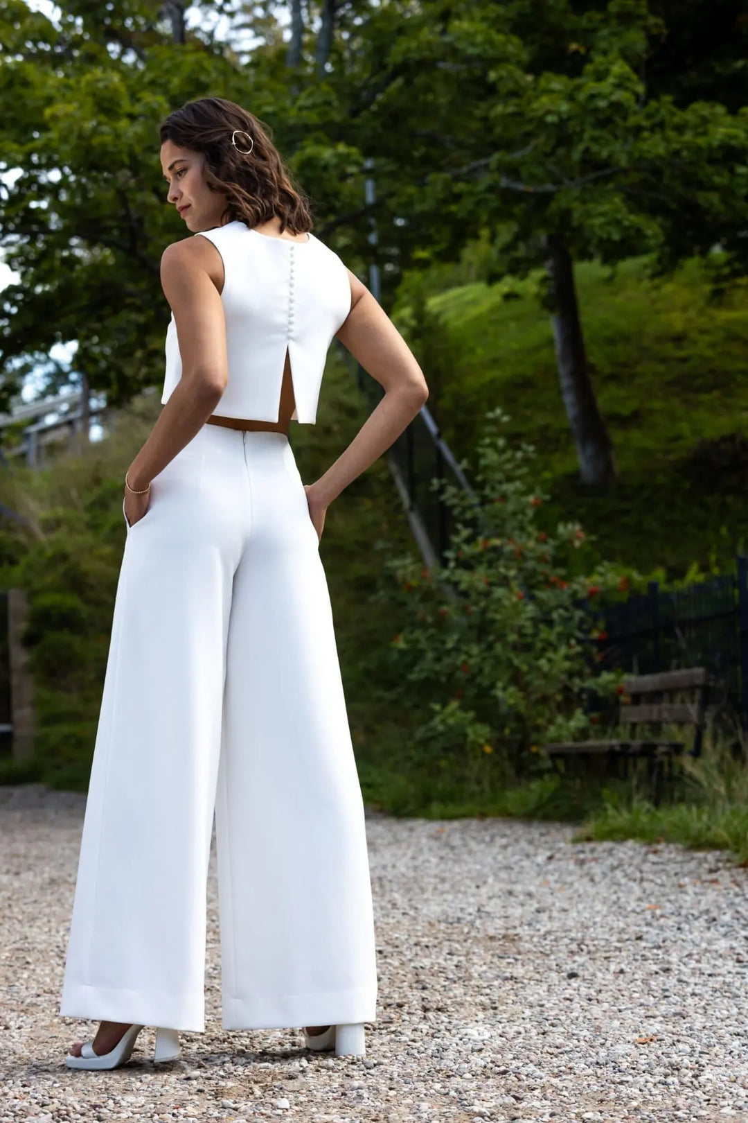 ETNA – PANTALON LARGE DE MARIÉE EN CRÊPE Novias