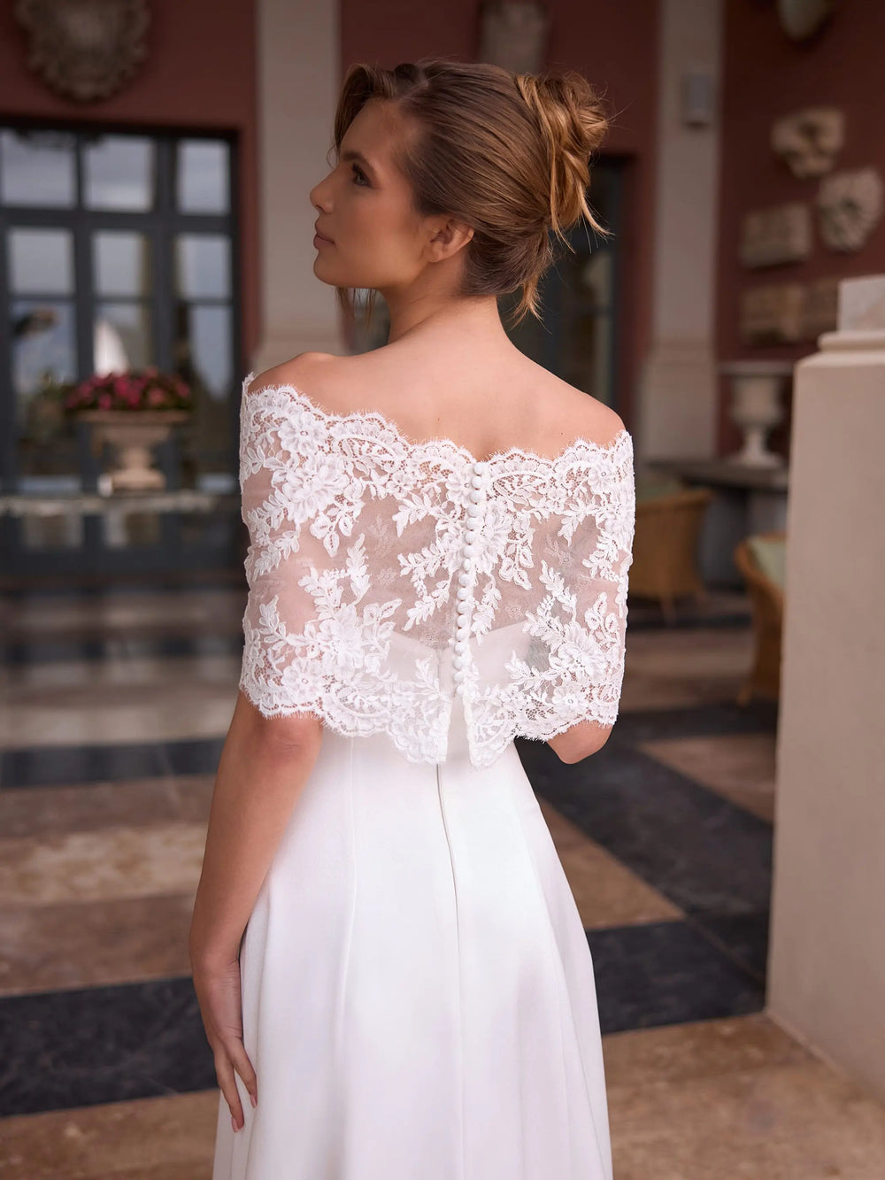 ÉTOLE MARIÉE EN DENTELLE — BANDEAU D'ÉPAULES — E546 BIANCO EVENTO