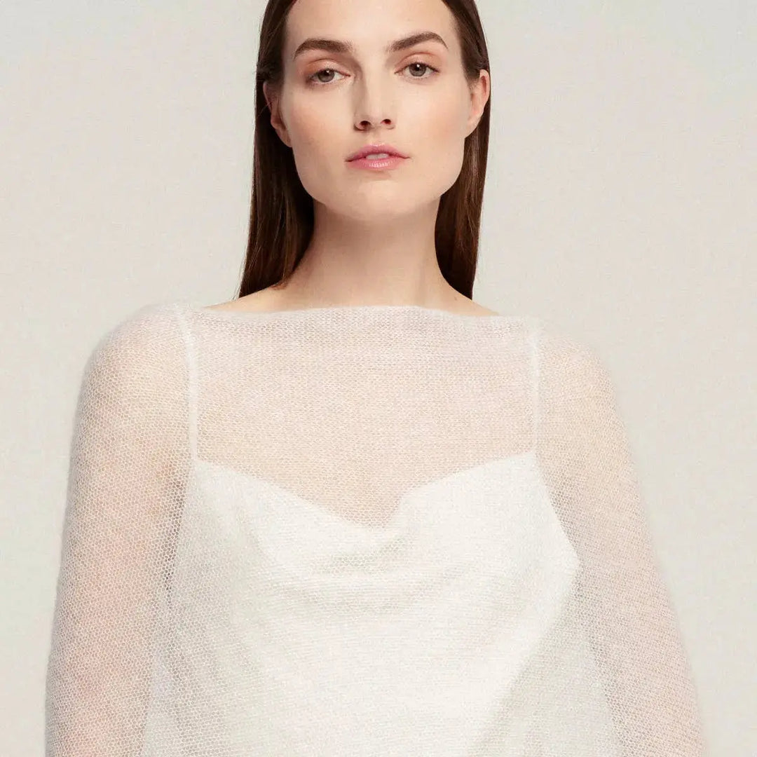 Étole de mariage moderne en mohair / EMMA: Off White 605 / XS / S / M WOOL HOUSE