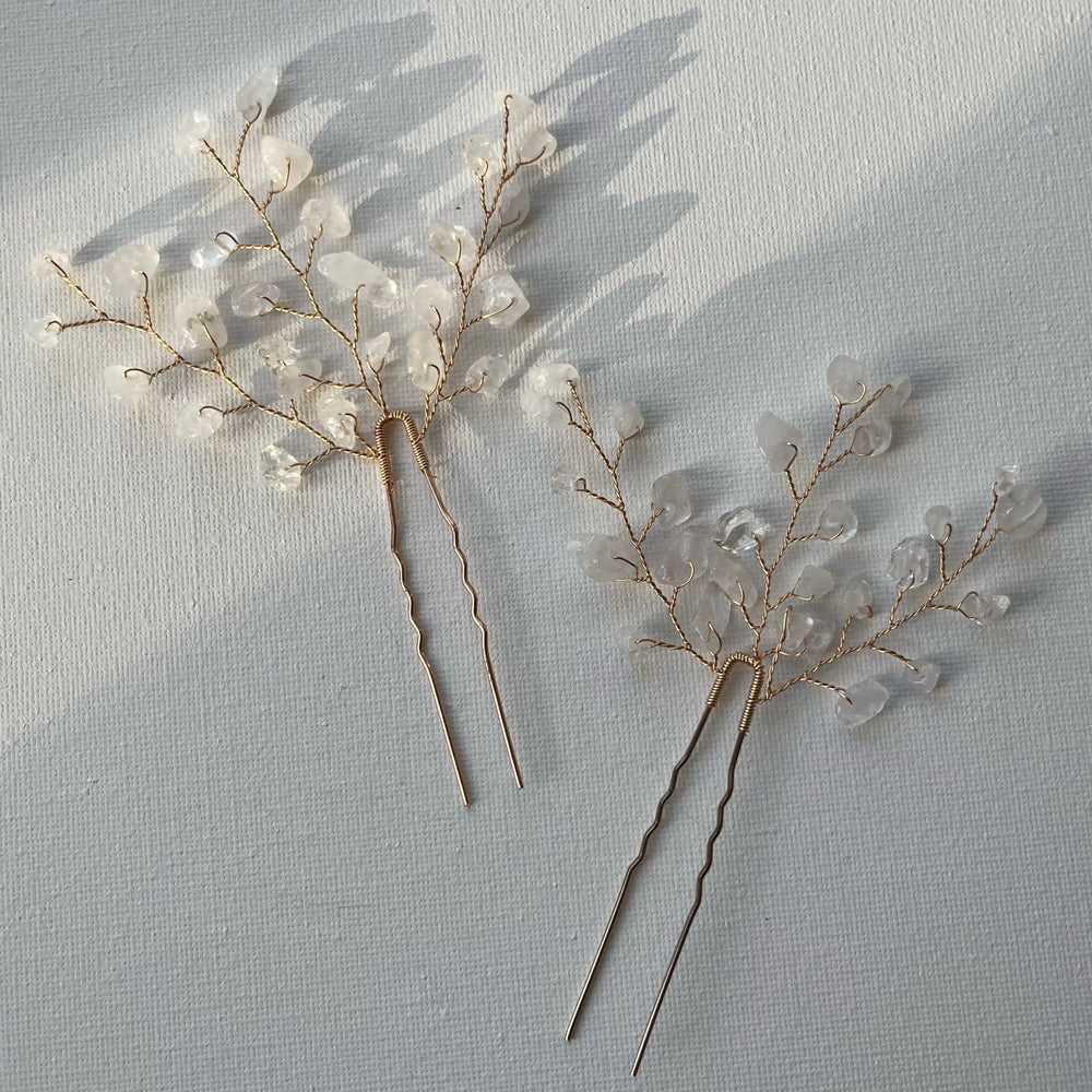 Épingles à cheveux Lotis Clear Gold - bijoux pour cheveux de mariée SallyJaneBridal