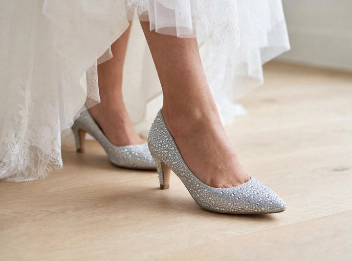 Escarpins de mariée Deauville 925  – strass argent, talon 6 cm WHITE LADY
