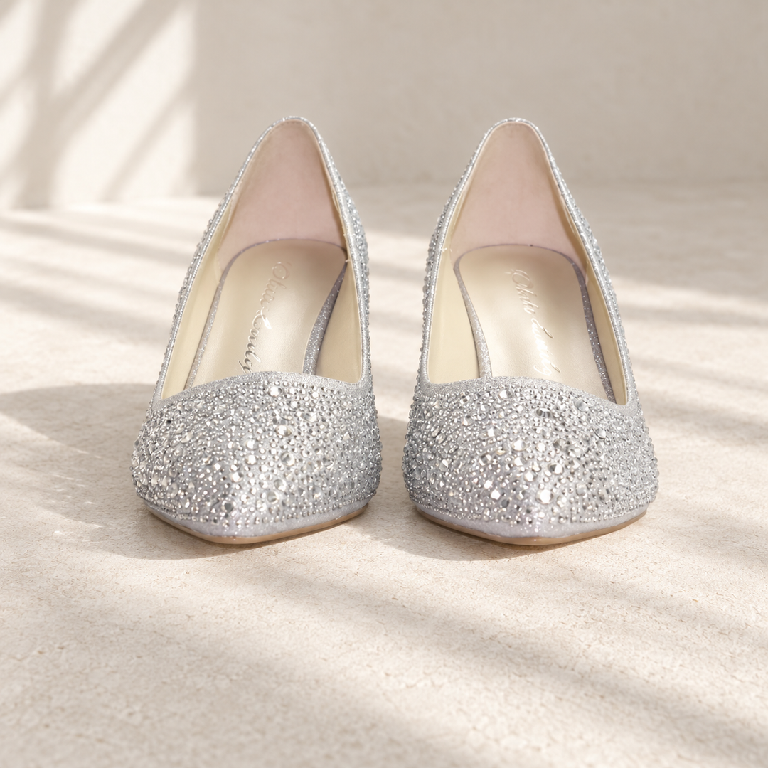 Deauville 925 argent — vue de face plongeante, ouverture et strass