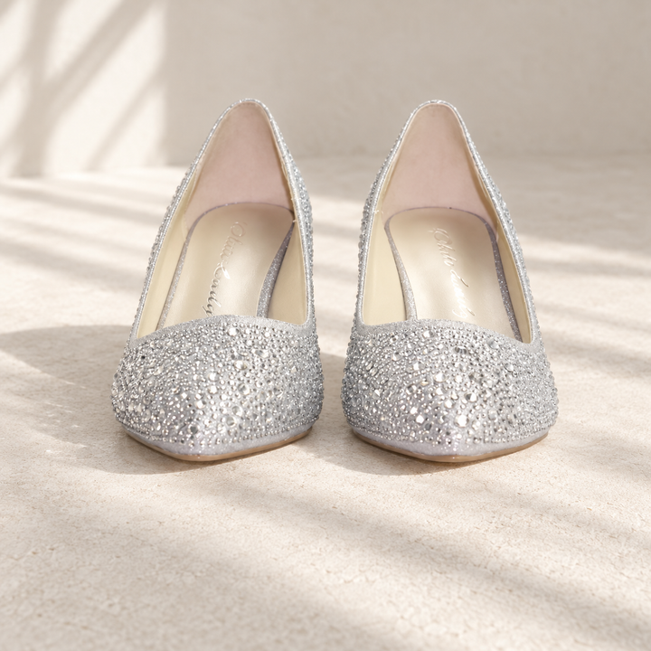 Deauville 925 argent — vue de face plongeante, ouverture et strass