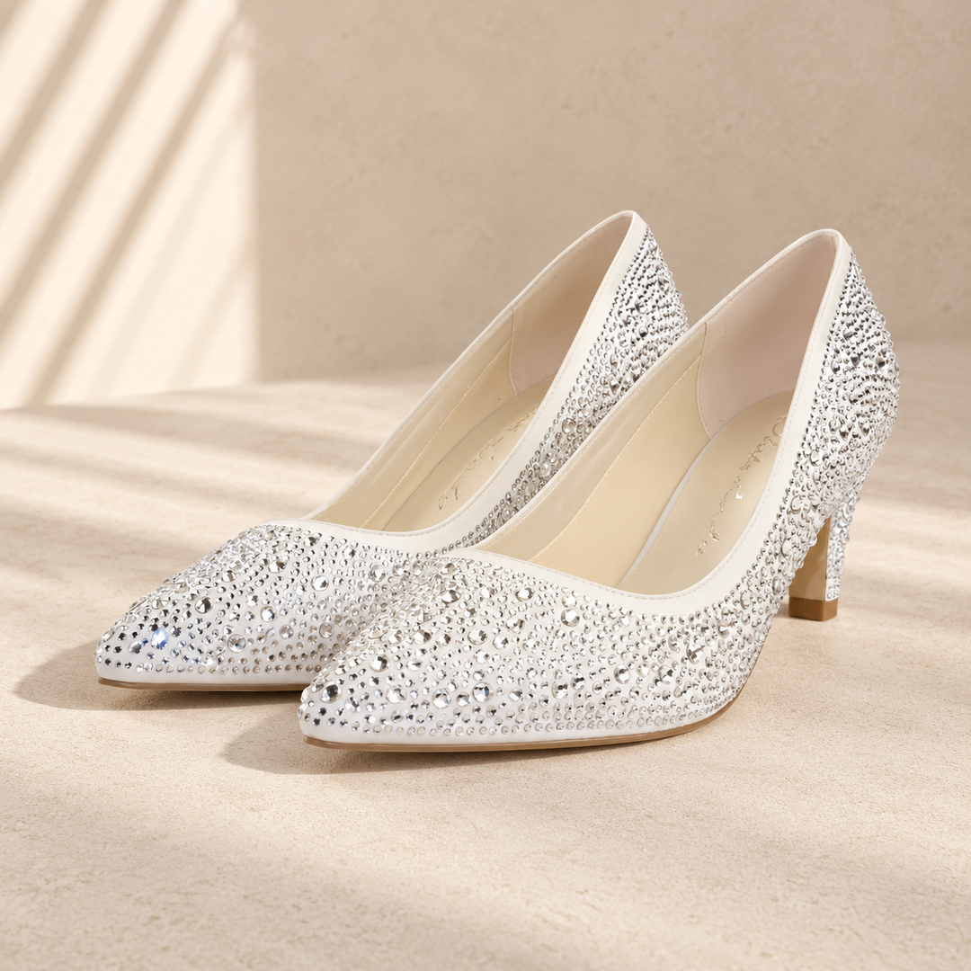 Escarpins de mariée Deauville – strass ivoire – talon 5,5 cm – 925 — studio en studio beige