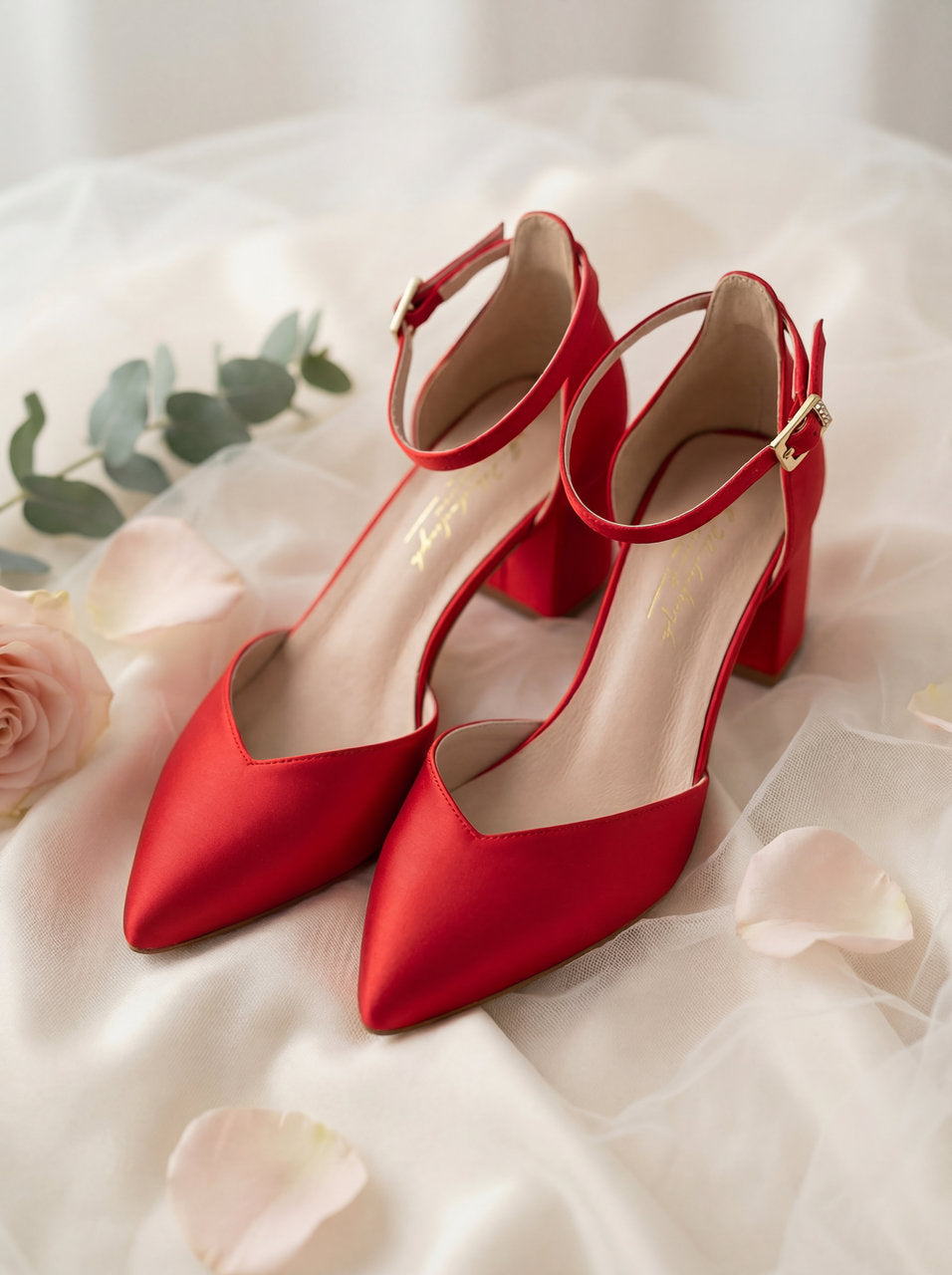 Escarpin de mariée rouge Ruby porté