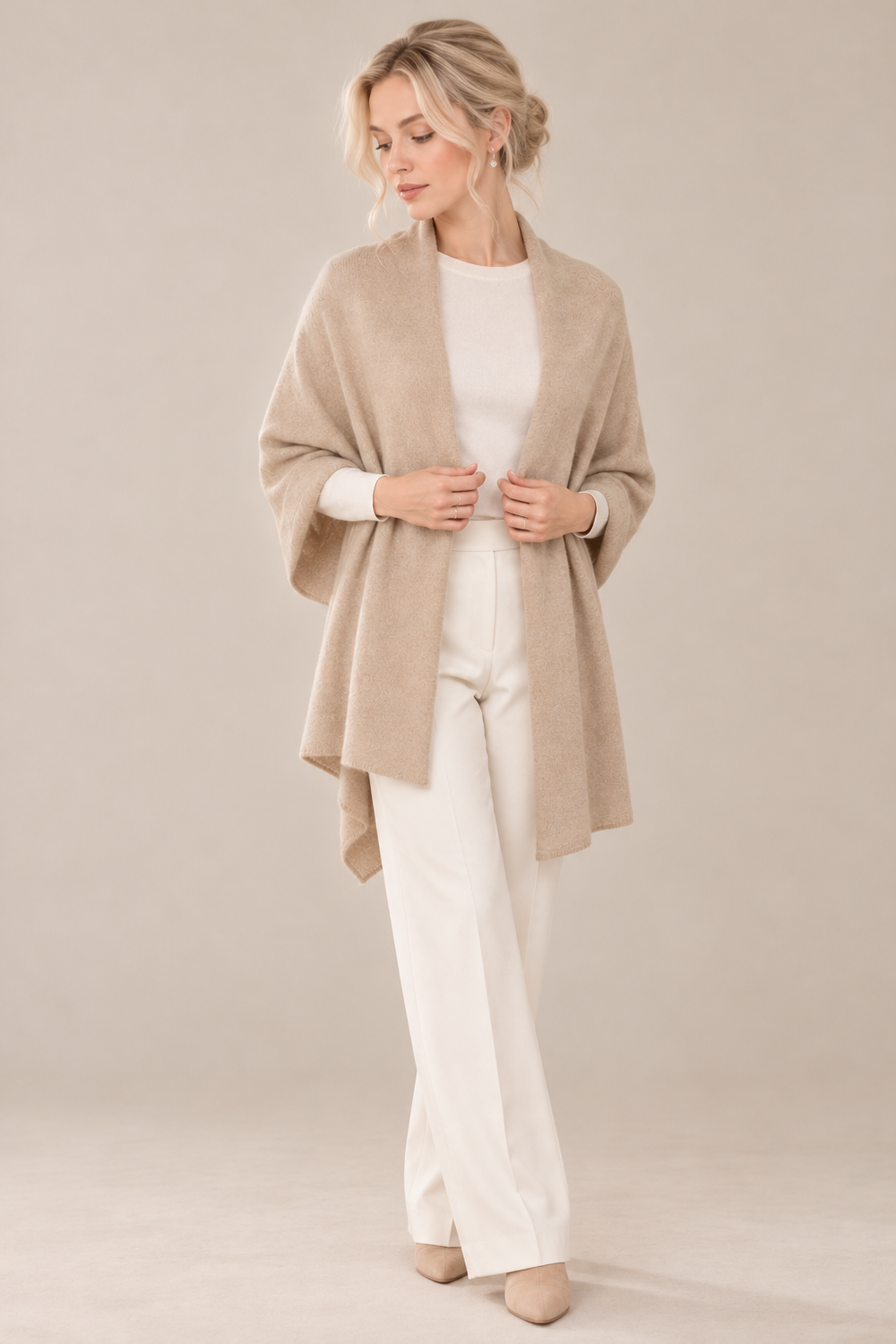 Étole de mariée Capri – laine et cachemire, beige Assia di Brunetti Federica e C. s.a.s.