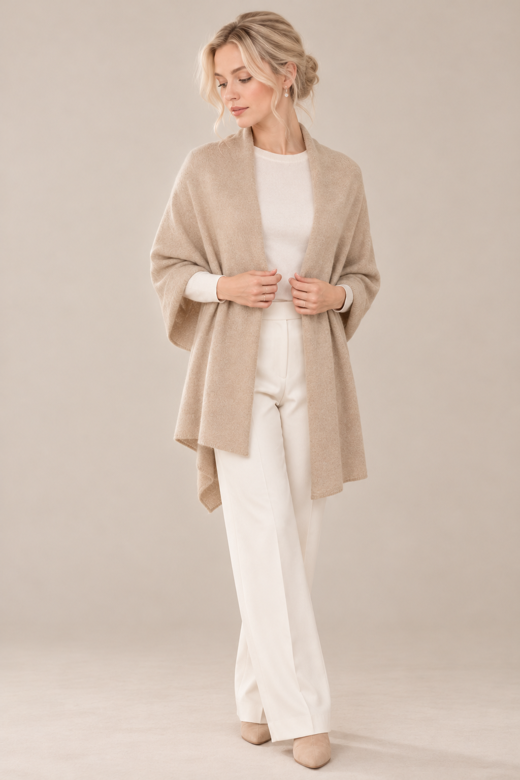 Étole de mariée Capri – laine et cachemire, beige Assia di Brunetti Federica e C. s.a.s.