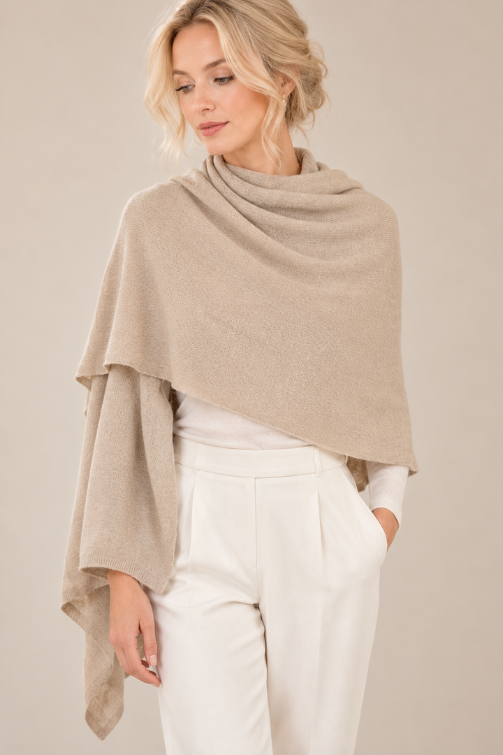 Étole de mariée Capri – laine et cachemire, beige Assia di Brunetti Federica e C. s.a.s.