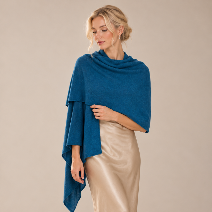 Étole de mariée Capri – laine et cachemire, bleu Assia di Brunetti Federica e C. s.a.s.
