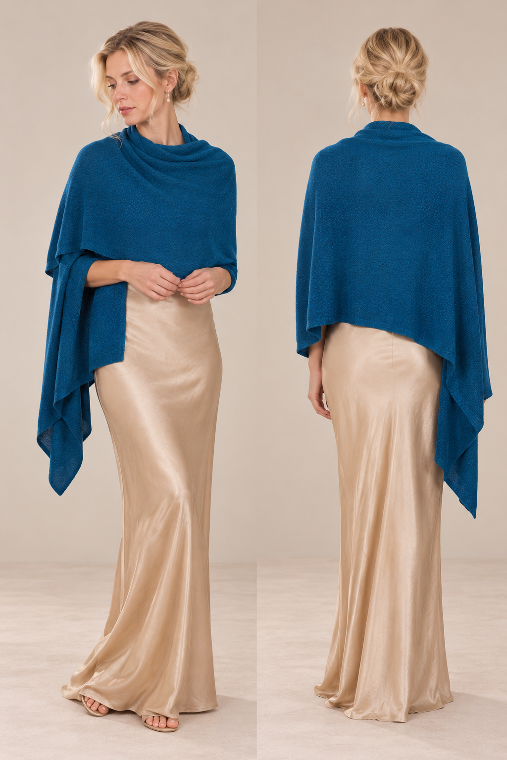 Étole de mariée Capri – laine et cachemire, bleu Assia di Brunetti Federica e C. s.a.s.