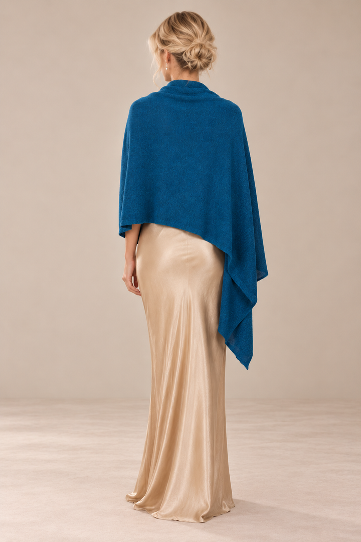 Étole de mariée Capri – laine et cachemire, bleu Assia di Brunetti Federica e C. s.a.s.